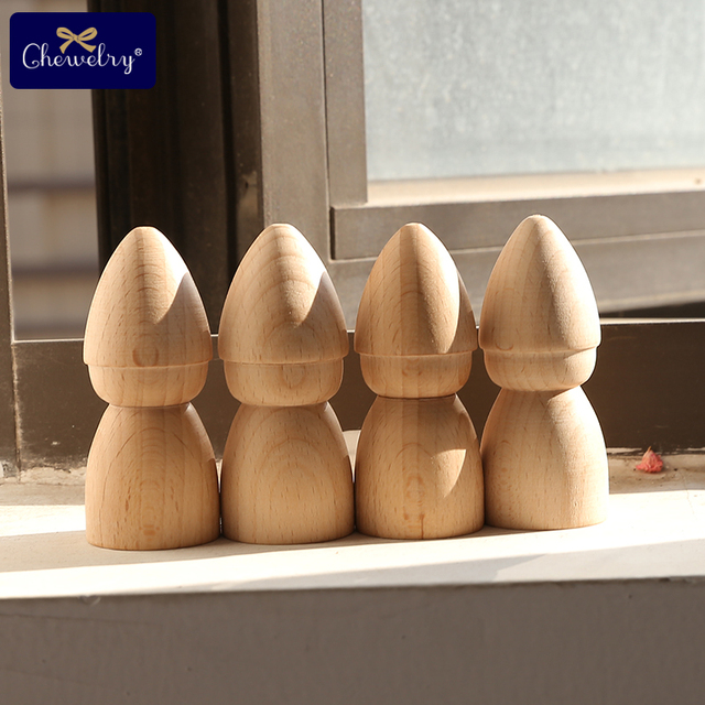 Bukowe drewniane lalki Peg o wysokości 70mm - niepomalowane, twarde, dziecięce figurki z drukowanymi wzorami - perfect do DIY rzemiosła i jako puste ręcznie robione upominki lub zabawki - Wianko - 4