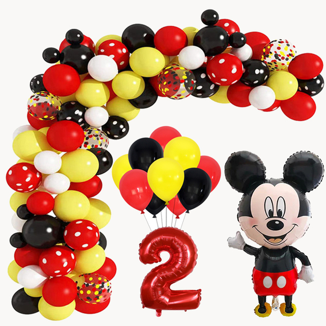 Duży zestaw dekoracji urodzinowych Mickey Mouse: 140 lateksowych balonów w archiwalnej wersji Garland, w tym balony z cyframi dla dzieci - Wianko - 3