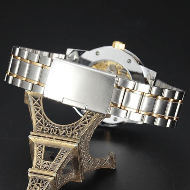 Luksusowy zegarek damski mechaniczny wodoodporny, szkielet rzymskie cyfrowe wycięcia, pasek ze stali nierdzewnej, automatyczny - Wianko - 24