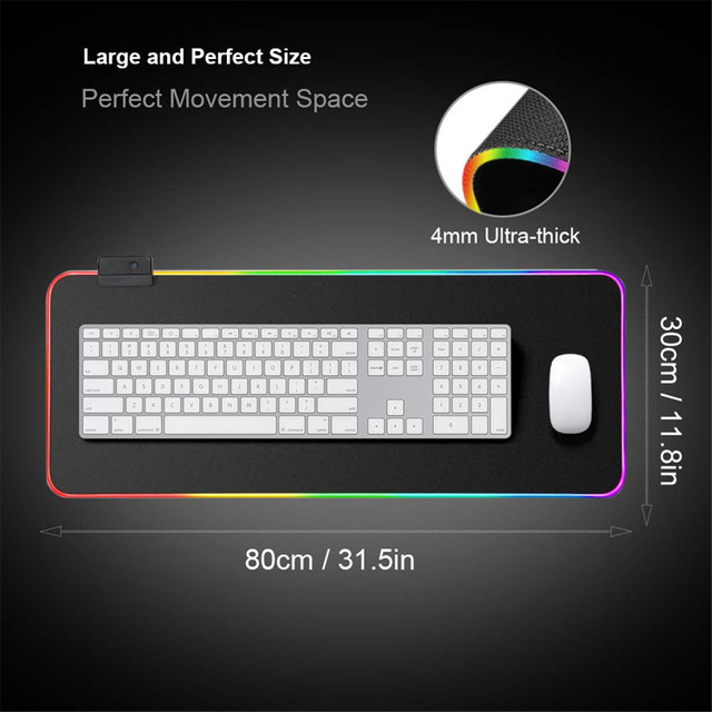 Duża podkładka pod mysz RGB EAOR z kolorowym, Luminous wzorem do gier, na biurko, 7 kolorów LED, idealna dla graczy na komputery stacjonarne - Wianko - 2
