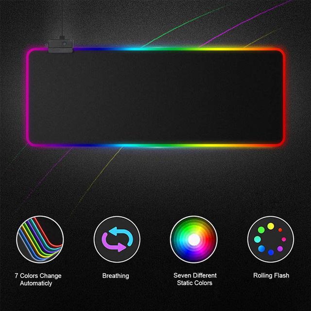 Duża podkładka pod mysz RGB EAOR z kolorowym, Luminous wzorem do gier, na biurko, 7 kolorów LED, idealna dla graczy na komputery stacjonarne - Wianko - 6