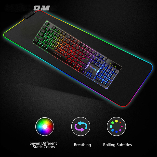 Duża podkładka pod mysz RGB EAOR z kolorowym, Luminous wzorem do gier, na biurko, 7 kolorów LED, idealna dla graczy na komputery stacjonarne - Wianko - 4