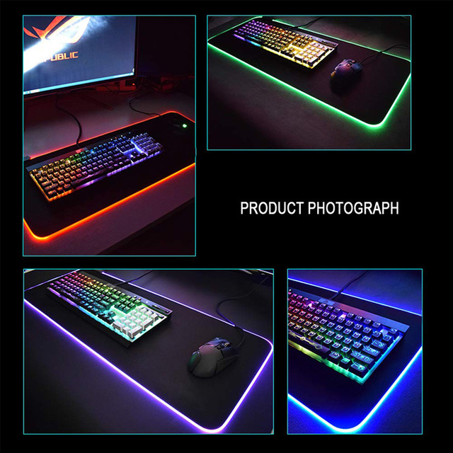 Duża podkładka pod mysz RGB EAOR z kolorowym, Luminous wzorem do gier, na biurko, 7 kolorów LED, idealna dla graczy na komputery stacjonarne - Wianko - 7