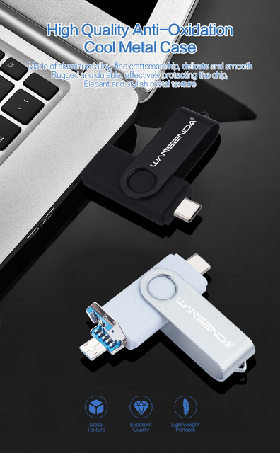 Pendrive USB typu C/Micro USB 3 w 1 WANSENDA 512G/256G/128G/64G/32G USB3.0 - Wianko - 9
