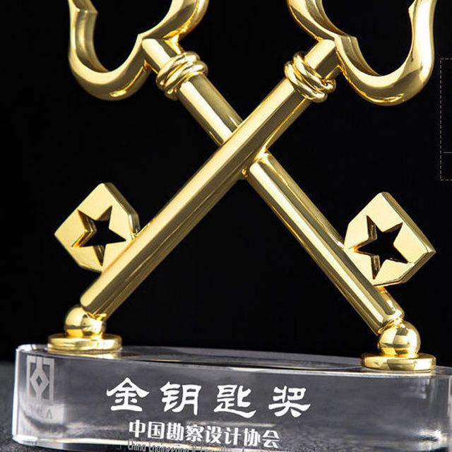 Złoty klucz kryształowe trofeum dekoracji - niestandardowe, kreatywne pamiątki dla znajomych i domu - Wianko - 9