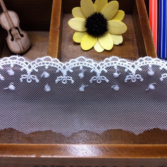 Wysokiej jakości koronkowa tkanina haftowana z 3D kwiatowym wzorem, szerokość 8.5cm - Wianko - 7