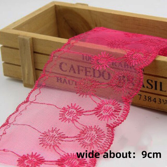 Wysokiej jakości koronkowa tkanina haftowana z 3D kwiatowym wzorem, szerokość 8.5cm - Wianko - 15