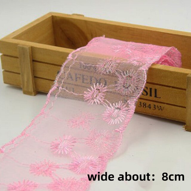 Wysokiej jakości koronkowa tkanina haftowana z 3D kwiatowym wzorem, szerokość 8.5cm - Wianko - 14