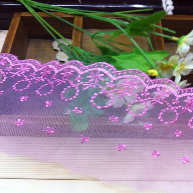 Wysokiej jakości koronkowa tkanina haftowana z 3D kwiatowym wzorem, szerokość 8.5cm - Wianko - 13