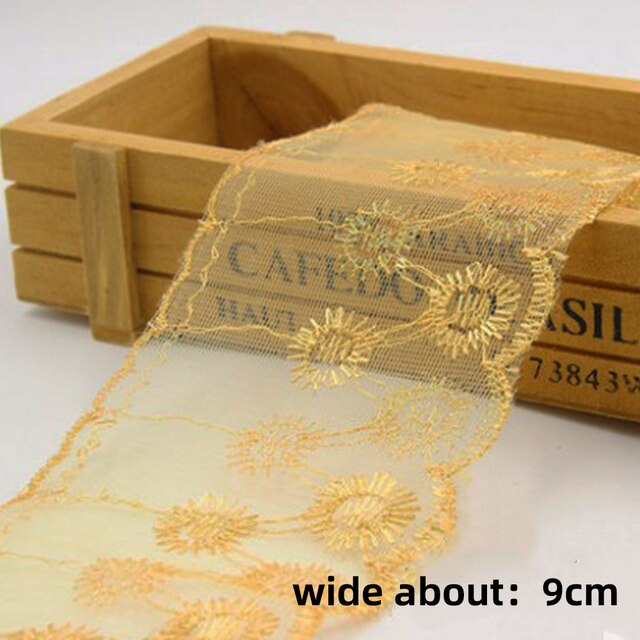 Wysokiej jakości koronkowa tkanina haftowana z 3D kwiatowym wzorem, szerokość 8.5cm - Wianko - 16