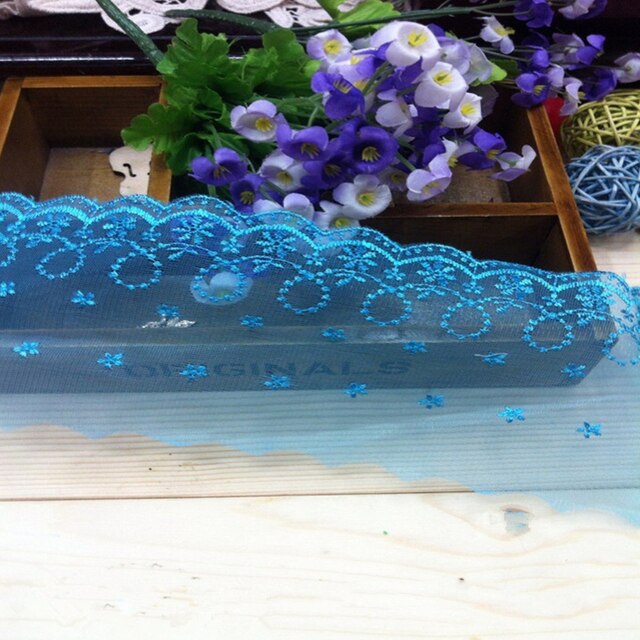 Wysokiej jakości koronkowa tkanina haftowana z 3D kwiatowym wzorem, szerokość 8.5cm - Wianko - 9
