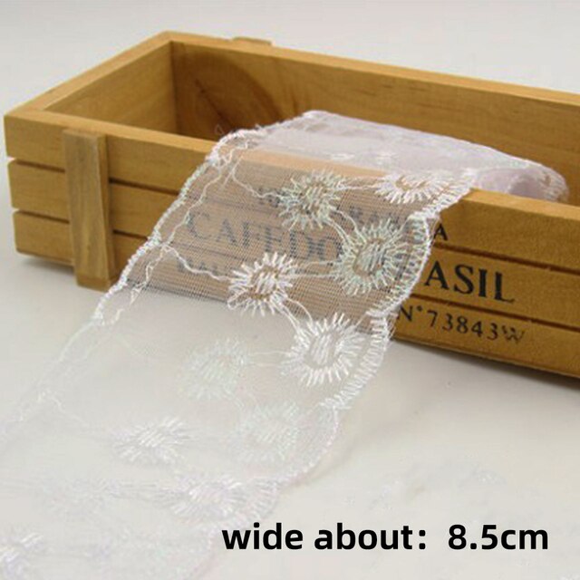 Wysokiej jakości koronkowa tkanina haftowana z 3D kwiatowym wzorem, szerokość 8.5cm - Wianko - 17