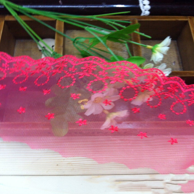 Wysokiej jakości koronkowa tkanina haftowana z 3D kwiatowym wzorem, szerokość 8.5cm - Wianko - 10