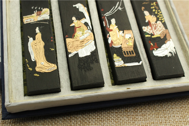Chinski tradycyjny zestaw atramentu do kaligrafii Sumi - 4 sztuki, tusz kij stały, Anhui Laohukaiwen - Wianko - 3