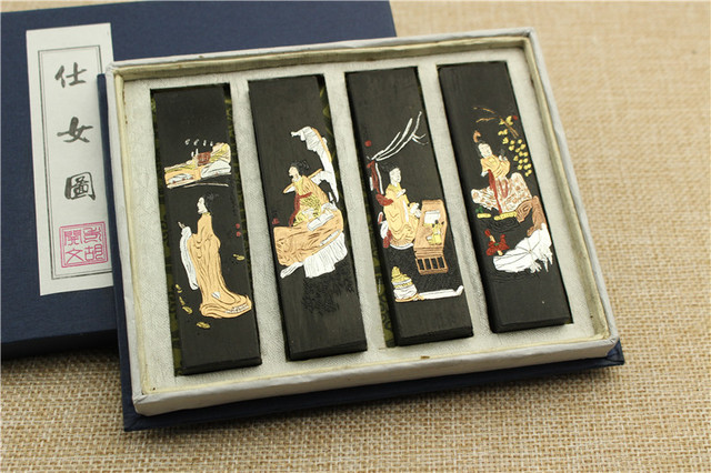 Chinski tradycyjny zestaw atramentu do kaligrafii Sumi - 4 sztuki, tusz kij stały, Anhui Laohukaiwen - Wianko - 1