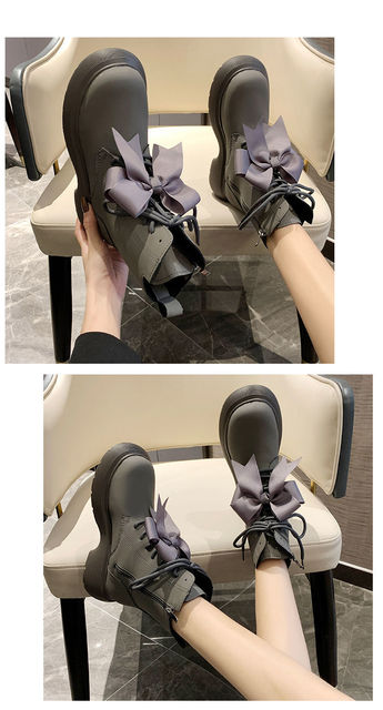 Nowe czarne brytyjskie buty w połowie tuby dla kobiet na jesień/zimę 2021 - modna platforma, wygodne do kostki - Wianko - 4