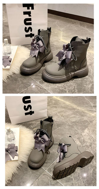 Nowe czarne brytyjskie buty w połowie tuby dla kobiet na jesień/zimę 2021 - modna platforma, wygodne do kostki - Wianko - 10