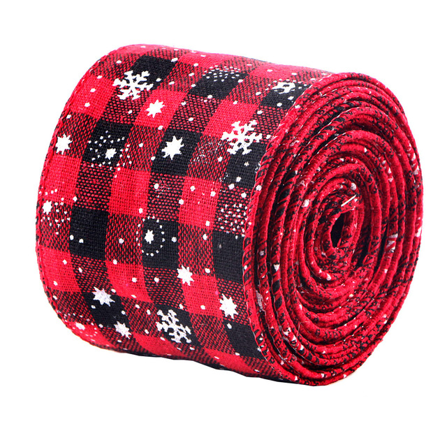6 metrowa świąteczna wstążka czerwono-czarna do dekoracji choinki, ozdobiona kokardą DIY Xmas Home Decor - prezent świąteczny, idealna do ozdobienia prezentów - Wianko - 7