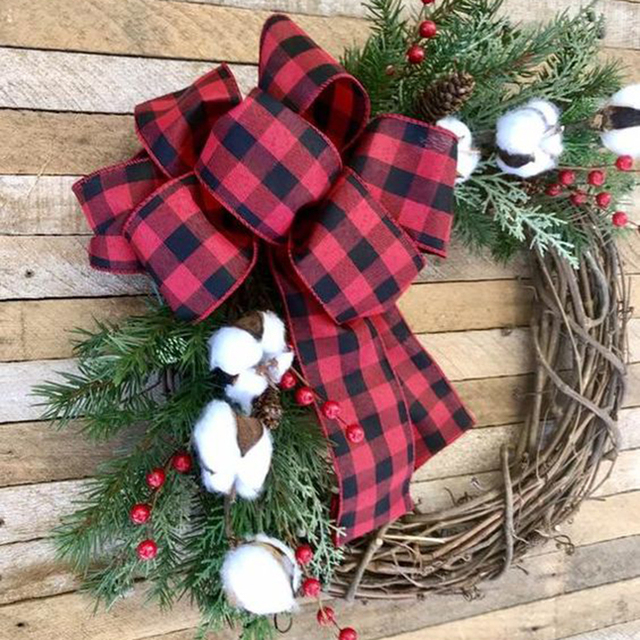 6 metrowa świąteczna wstążka czerwono-czarna do dekoracji choinki, ozdobiona kokardą DIY Xmas Home Decor - prezent świąteczny, idealna do ozdobienia prezentów - Wianko - 3