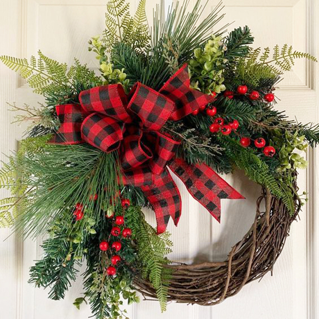 6 metrowa świąteczna wstążka czerwono-czarna do dekoracji choinki, ozdobiona kokardą DIY Xmas Home Decor - prezent świąteczny, idealna do ozdobienia prezentów - Wianko - 4