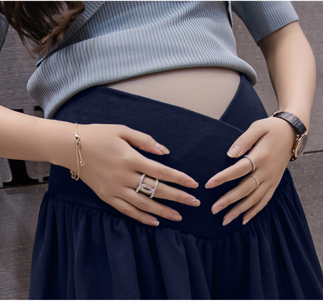 Spodenki ciążowe Patchwork w dużych rozmiarach z oddychającej bawełny szyfonowej - Wianko - 11