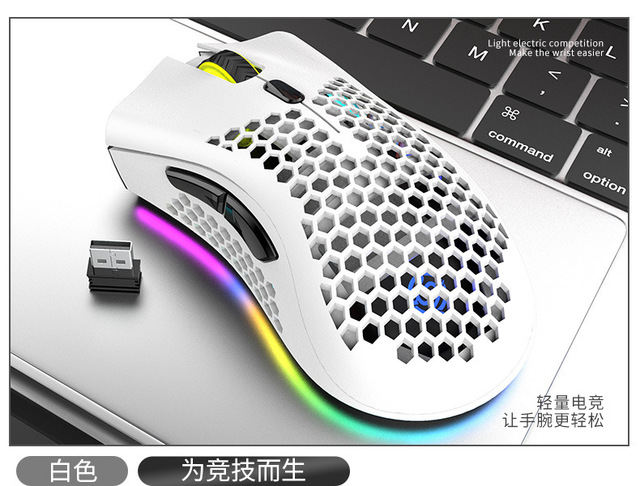 Lekka bezprzewodowa mysz 2.4G z podświetleniem RGB i możliwością ładowania, idealna do gier i pracy na Windows i iOS - Wianko - 12