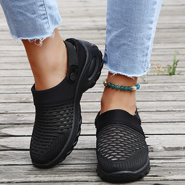 Platformowe sandały damskie z siatką i drewnianym obcasem, idealne na lato i plażę - Wianko - 5