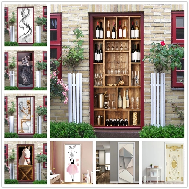 Naklejki samoprzylepne 3D do dekoracji drzwi - wystrój domu, szafka do wina, półka - wodoodporność, wydruk na plakacie PVC - Wall Art - obraz - garnitur dla pokoju - Wianko - 2