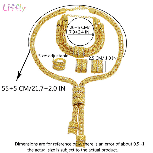 Modny zestaw biżuterii ślubnej Liffly Bridal Dubai w złotym kolorze - afrykańska złota biżuteria kostiumowa dla kobiet - Wianko - 48