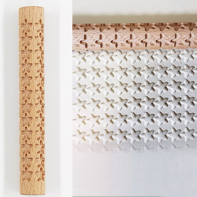 Rozwałka ceramiczna z drewnianymi teksturami i wzorem kwiatowym - łatwe tłoczenie, idealne narzędzie do pieczenia i pracy z gliną - Wianko - 11