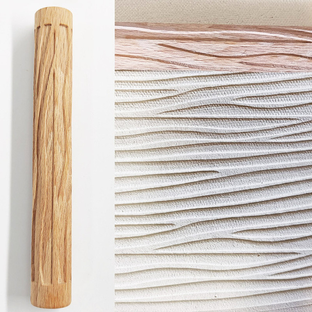 Rozwałka ceramiczna z drewnianymi teksturami i wzorem kwiatowym - łatwe tłoczenie, idealne narzędzie do pieczenia i pracy z gliną - Wianko - 19