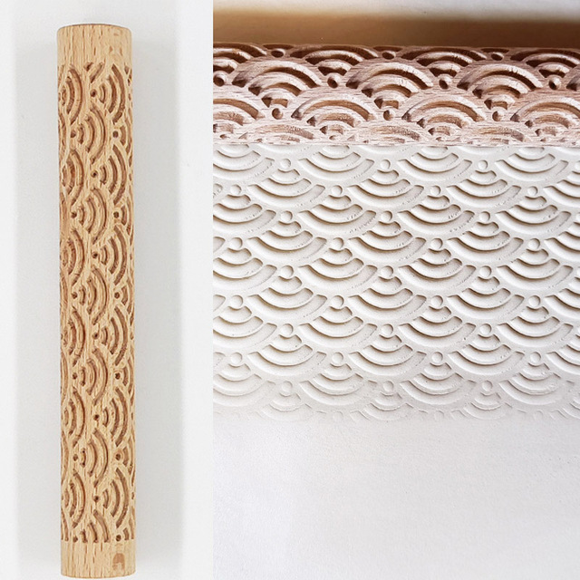 Rozwałka ceramiczna z drewnianymi teksturami i wzorem kwiatowym - łatwe tłoczenie, idealne narzędzie do pieczenia i pracy z gliną - Wianko - 13