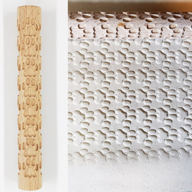 Rozwałka ceramiczna z drewnianymi teksturami i wzorem kwiatowym - łatwe tłoczenie, idealne narzędzie do pieczenia i pracy z gliną - Wianko - 20