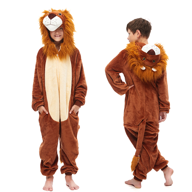 Kombinezon piżama dziecięca Stitch Kigurumi Lion Onesies zimowa flanela, ciepła, zwierzęcy kostium, cosplayer, chłopiec, dziewczynka - Wianko - 15