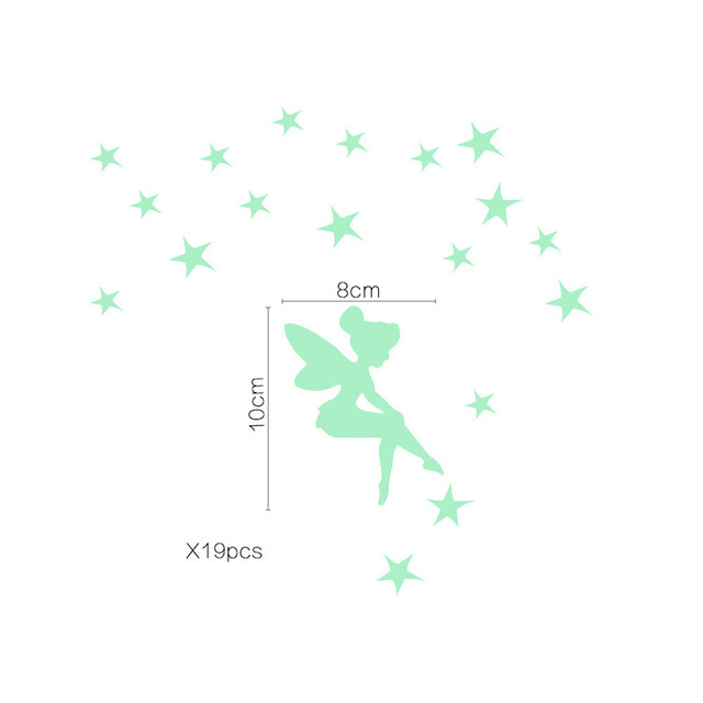 Świecąca naklejka Cartoon do dekoracji pokoju dziecięcego - kot, księżyc, gwiazdki - Wianko - 12