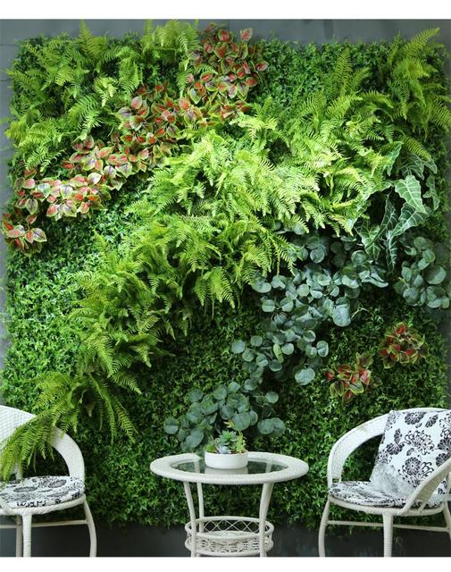 Wysokiej jakości 40*60cm ściana z sztucznymi roślinami do dekoracji wnętrz w stylu naturalnym - Wianko - 1