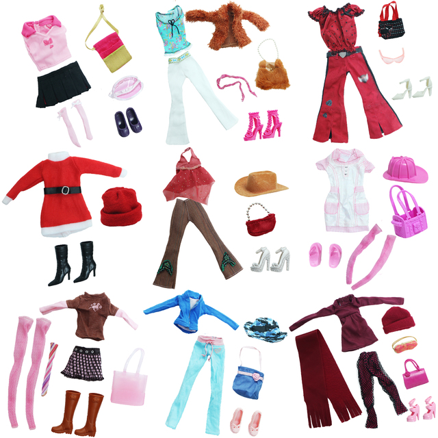 Zestaw 6 elementów dla lalki Barbie: koszula, mini spódnica, krawat, hangbag, sportowe buty, pończochy - Wianko - 3
