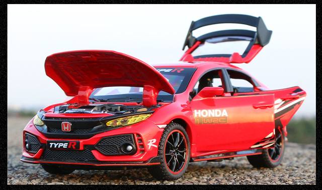 Honda Civic Type-R - model samochodu 1:32, aluminiowy z dźwiękiem i światłami, idealny do kolekcji i zabawy dla dzieci - Wianko - 9