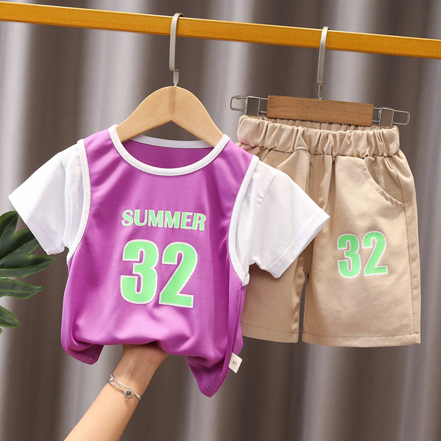 Zestaw letnich ubrań dla niemowląt chłopców - garnitur sportowy, koszulka, spodenki - Wianko - 7