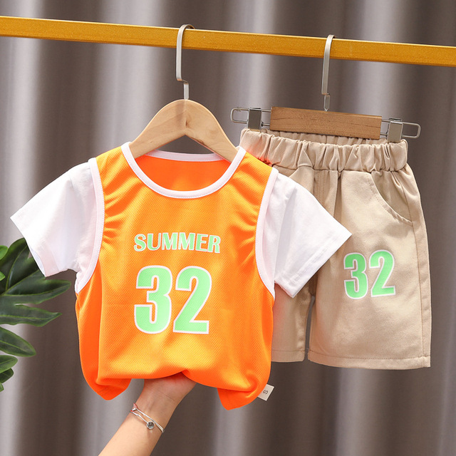 Zestaw letnich ubrań dla niemowląt chłopców - garnitur sportowy, koszulka, spodenki - Wianko - 8