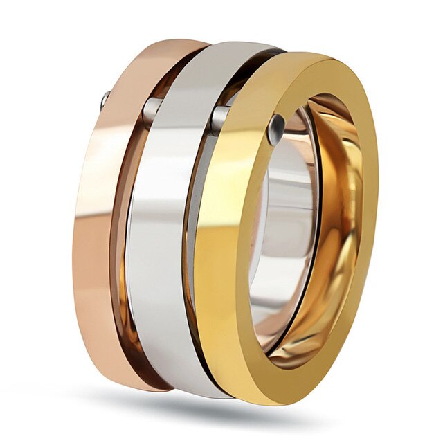Zestaw 3 pierścionków ze stali nierdzewnej w kolorze złotym i srebrnym Modyle New Fashion - Wianko - 1