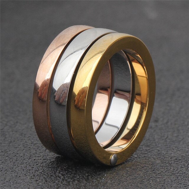 Zestaw 3 pierścionków ze stali nierdzewnej w kolorze złotym i srebrnym Modyle New Fashion - Wianko - 5