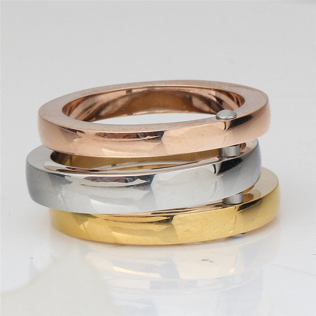 Zestaw 3 pierścionków ze stali nierdzewnej w kolorze złotym i srebrnym Modyle New Fashion - Wianko - 4