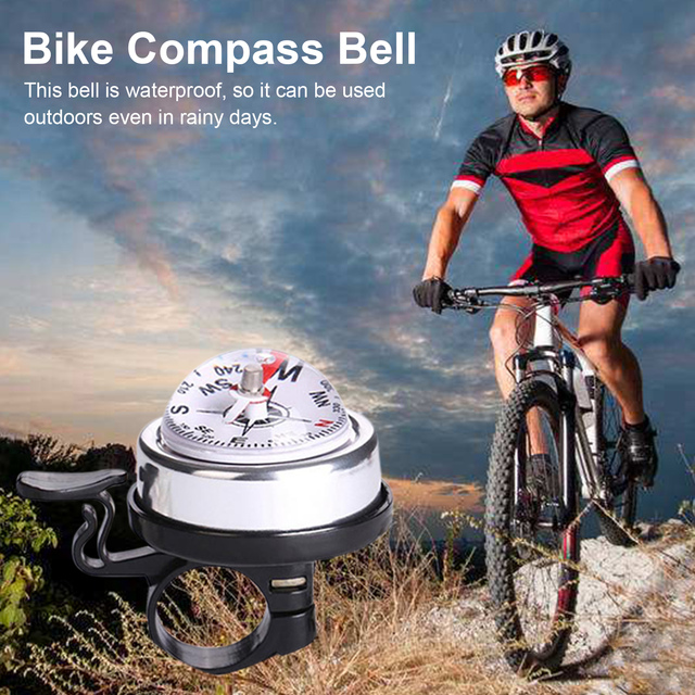 Dzwonek rowerowy MTB samochodowy z kompasem, stop aluminium, ostrzeżenie o bezpieczeństwie - Wianko - 3