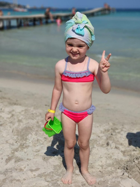 Stroje kąpielowe dla dziewcząt - Marszczony strój bikini dwuczęściowy z falbanami dla dziewczynek 3-14 lat - 2020 - Wianko - 2