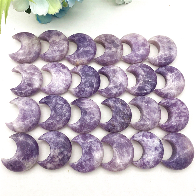 Polerowany fioletowy miki w kształcie księżyca z naturalnego lepidolitu - kamienie uzdrowienie do dekoracji i prezentów - Wianko - 5