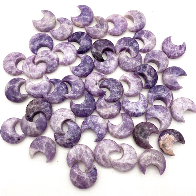 Polerowany fioletowy miki w kształcie księżyca z naturalnego lepidolitu - kamienie uzdrowienie do dekoracji i prezentów - Wianko - 4