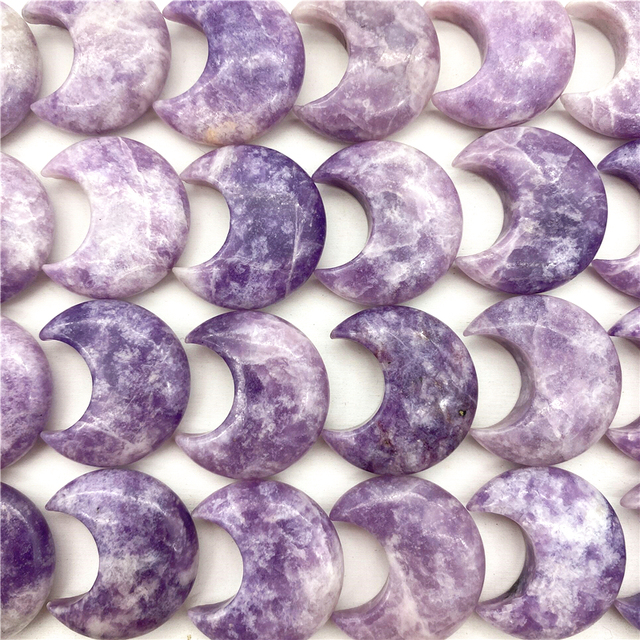Polerowany fioletowy miki w kształcie księżyca z naturalnego lepidolitu - kamienie uzdrowienie do dekoracji i prezentów - Wianko - 6