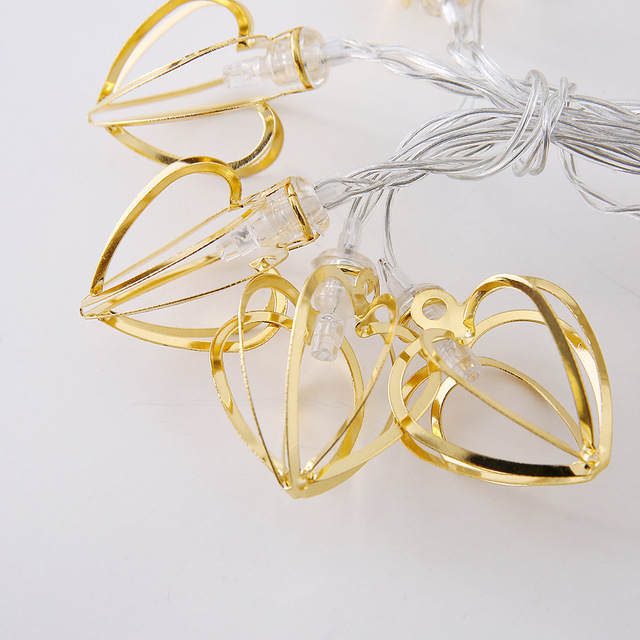 Żarówkowa girlanda żarówkowa w kształcie serca z podświetleniem LED, ozdoba w stylu retro, wykonana z metalu w kolorze złotym, idealna do dekoracji weselnych i świątecznych - Wianko - 7