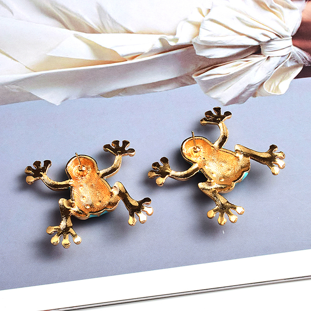 Kolczyki kryształowe żaby metalowe w kolorach spadek, wysoka jakość, biżuteria dla kobiet - Wianko - 4